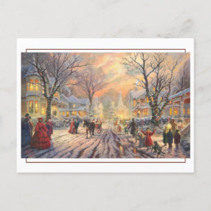 Viktorianische Weihnachtsstraßenszene Postkarte