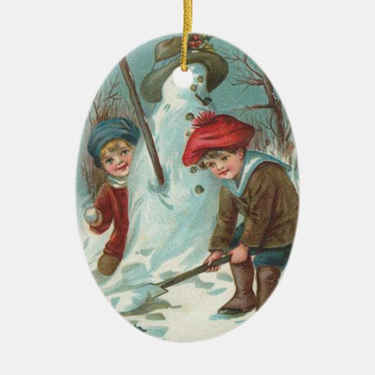 Viktorianische Weihnachtsverzierungen Keramikornament (Vorne)