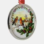 Viktorianische Weihnachtsvögel Silbernes Ornament (Rechts)