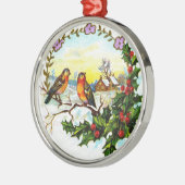 Viktorianische Weihnachtsvögel Silbernes Ornament (Links)