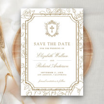 Viktorianische Weiße und Gold Katholische Hochzeit