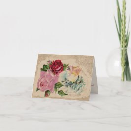 Viktorianische Winter-Rose Dankeschön Karte