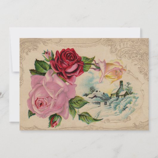 Viktorianische Winter-Rose Einladung (Vorderseite)