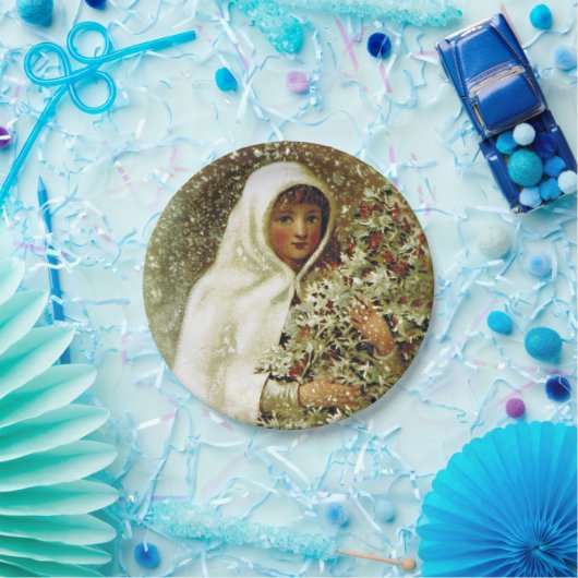 Viktorianische Wintermädchen, Heilige Beeren, Schn Pappteller (Party)