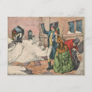 Viktorianische Winterstraßenszene Postkarte