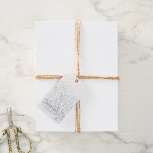 Viktorianische Winterszene - silber Geschenkanhänger (Mit Schnur)