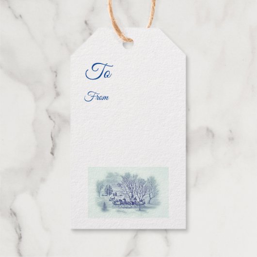 Viktorianische Winterszene - silber Geschenkanhänger (Rückseite)