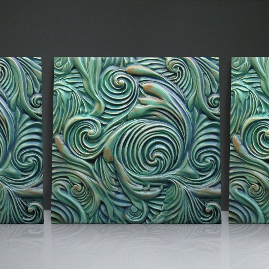 Viktorianische Wirbel Blumenmuster Grüne Bio Muste Fliese