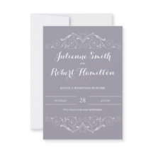 Viktorianische Wirbel Gray Wedding RSVP Card