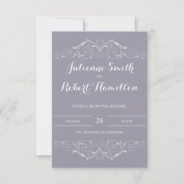 Viktorianische Wirbel Gray Wedding RSVP Card
