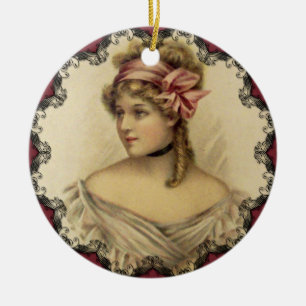 Viktorianische Woman Vintage Weihnachtsfeier Keramik Ornament