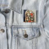 Viktorianische woollen Blumen in einem Glasfall Button (Beispiel)
