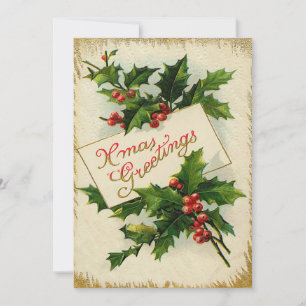 Viktorianische XMas Greetings Flat Christmas Card Feiertagskarte