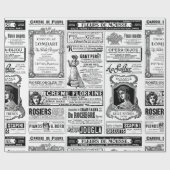 viktorianische Zeitung antikes Französisch Schwarz Geschenkpapier (Flach)