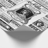 viktorianische Zeitung antikes Französisch Schwarz Geschenkpapier (Ecke)