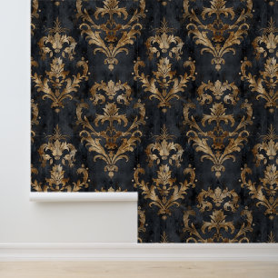 Viktorianische Zierformen, schwarz und gold Tapete