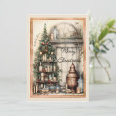 Viktorianische Zuhause Einrichtung Weihnachtsbaum Feiertagskarte (Stehend Vorderseite)