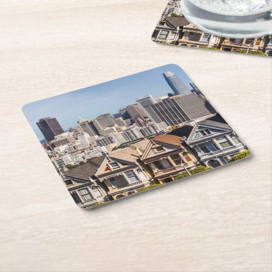 Viktorianische Zuhause in San Francisco Rechteckiger Pappuntersetzer (angewinkelt)