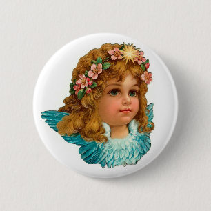 Viktorianischer Angel Vintager Blumenoster Button
