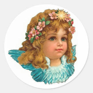 Viktorianischer Angel Vintager Blumenoster Runder Aufkleber