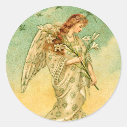 Viktorianischer Angel Weihnachtsaufkleber Runder Aufkleber (Vorderseite)