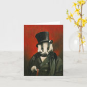 Viktorianischer Badger in der Top-Hat-Grußkarte Karte (Gelbe Blume)