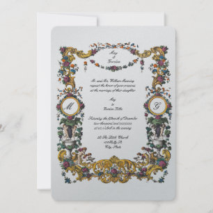 Viktorianischer Barockstil Blumenkartouche Einladung