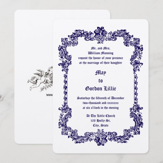 Viktorianischer Barockstil Einladung (Vorne/Hinten)