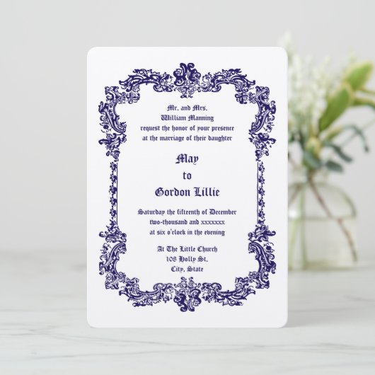 Viktorianischer Barockstil Einladung (Stehend Vorderseite)