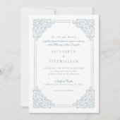 Viktorianischer Barockstil mit Vintagem blauen Rah Einladung (Vorderseite)