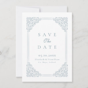 Viktorianischer Barockstil mit Vintagem blauen Rah Save The Date