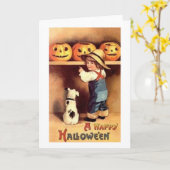 Viktorianischer Bauer und Hundefarte Karte (Gelbe Blume)