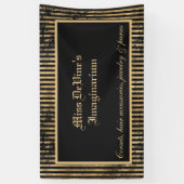 Viktorianischer bedrückter Schwarz- und Goldstreif Banner (Vertikal)