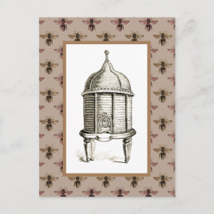 Viktorianischer Bienenstock auf Bienenmuster Postkarte