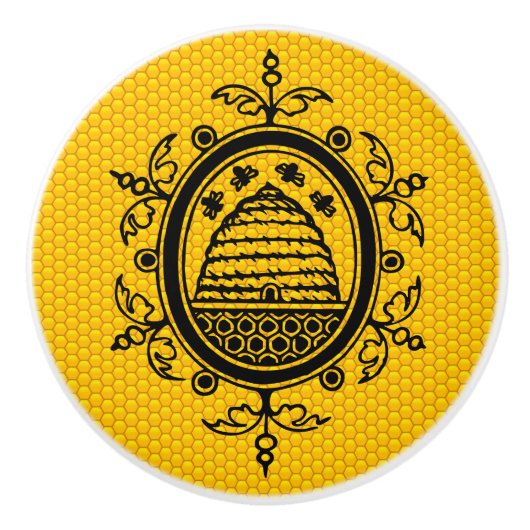 Viktorianischer Bienenstock Keramikknauf (Vorderseite)
