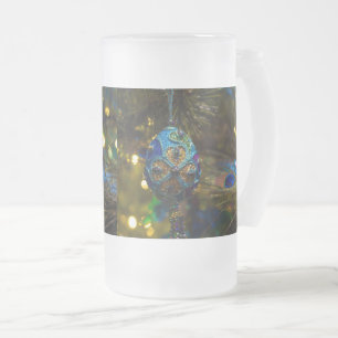 Viktorianischer blauer Frostglas-Bierkrug Mattglas Bierglas