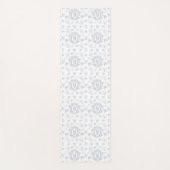 Viktorianischer blauer Toile-Wiederholungsmonogram Yogamatte (Vorderseite)
