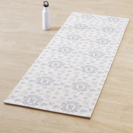 Viktorianischer blauer Toile-Wiederholungsmonogram Yogamatte