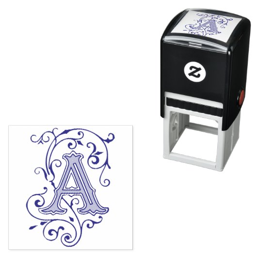 Viktorianischer Blüh Letter A Monogramm Permastempel (Beispiel)