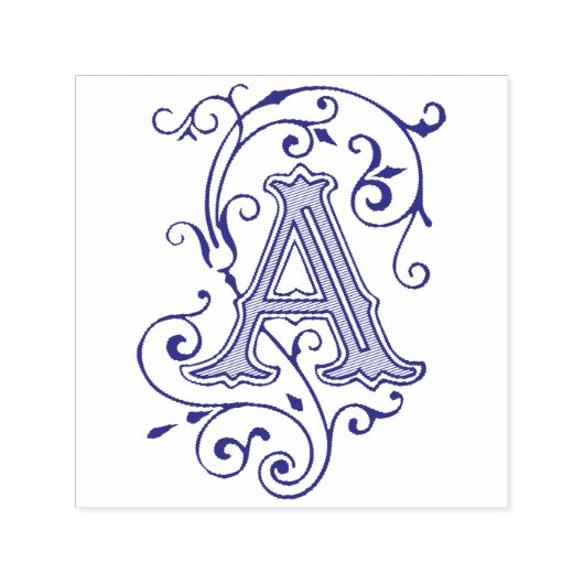 Viktorianischer Blüh Letter A Monogramm Permastempel (Design)