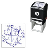 Viktorianischer Blüh Letter P Monogram Self-Inking Permastempel (Beispiel)