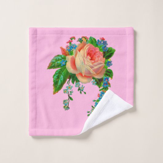 Viktorianischer Blumendruck Badhandtuch Set (Waschlappen)