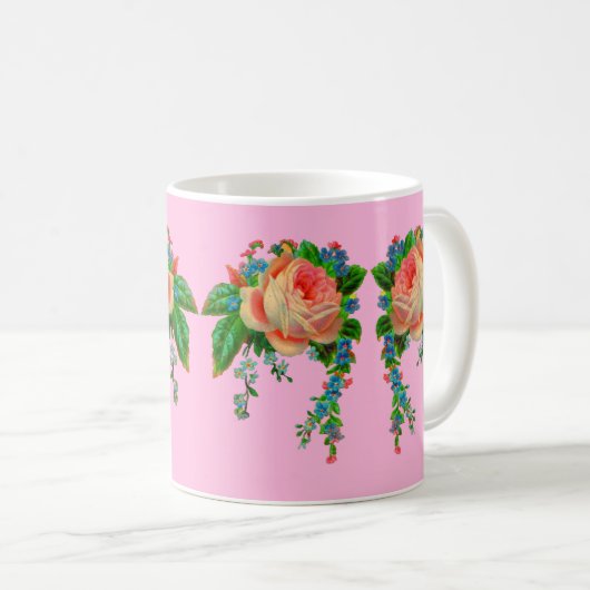 Viktorianischer Blumendruck Kaffeetasse (VorderseiteRechts)