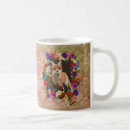Viktorianischer Blumenfox und Schmetterling-Kaffee Kaffeetasse