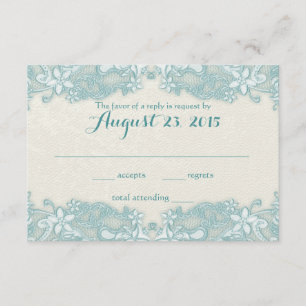 Viktorianischer Blumenkorb für Elfenbein und Aqua RSVP Karte