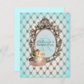 viktorianischer Blumenkuchen englisches Tee-Party Einladung (Vorne/Hinten)