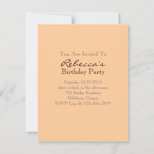 viktorianischer Blumenkuchen englisches Tee-Party Einladung (Rückseite)