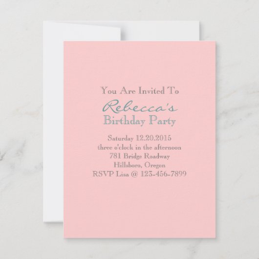 viktorianischer Blumenkuchen englisches Tee-Party Einladung (Rückseite)