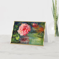 Viktorianischer Blumenrosa Rosensee Szene Geburtst