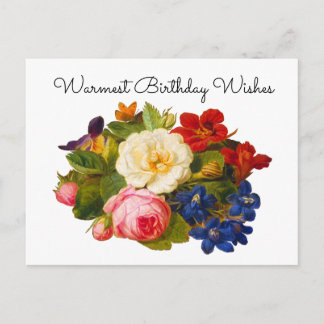 Viktorianischer Blumenstrauß Herzlichste Geburtsta Postkarte